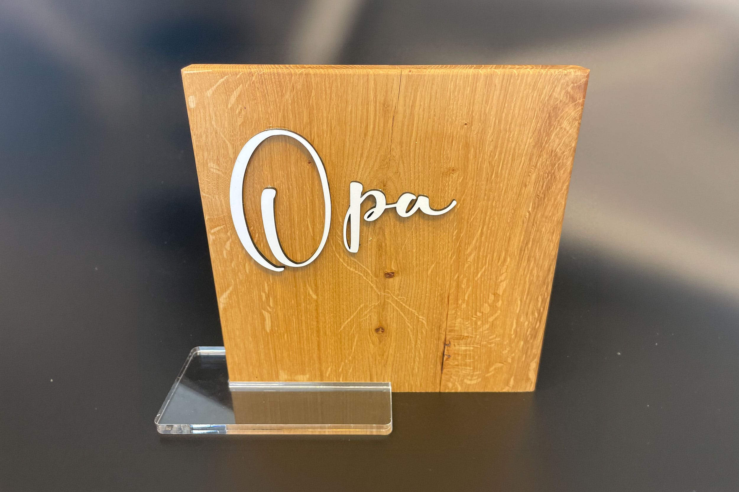 Naambord opa met staander